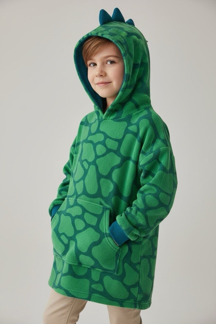Saint Eve Kids Youth Two In One Hoodie XS 5/6 & S 7/8 Green Dragon